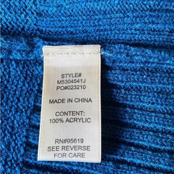 John Paul Richard Braided Neckline Long Sleeve Blue Sweater  Size L - Picture 5 of 6